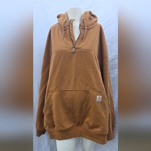 Carhartt Rust Quarter Zip 1/4 Zip Hoodie Rain Defender Size 3XL Pouch TS0617-M